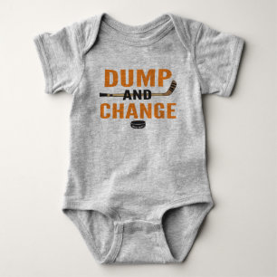 Dump en verander hockey baby body oranje sticks romper