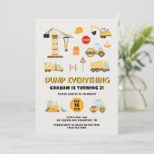 Dump Everything Bouw Verjaardagsfeestje Kaart (Staand voorkant)