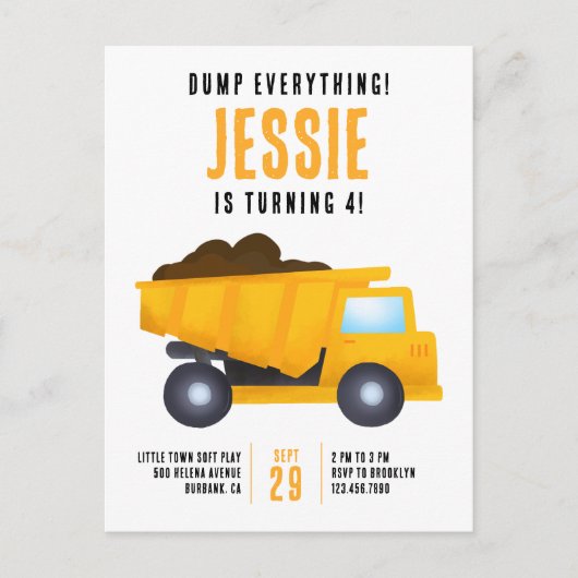 Dump Everything! Bouw Verjaardagsuitnodiging Briefkaart (Voorkant)