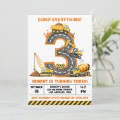 Dump Everything Bouwtruck 3e Verjaardag Kaart (Staand voorkant)