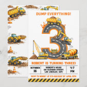 Dump Everything Bouwtruck 3e Verjaardag Kaart (Voorkant / Achterkant)