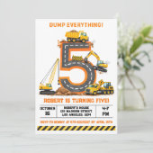 Dump Everything Bouwtruck 5e Verjaardag Kaart (Staand voorkant)