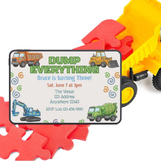 Dump Everything Colorful Construction Birthday Kaart