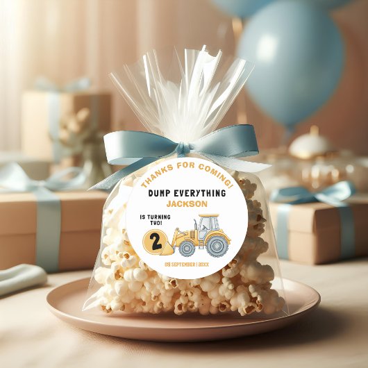 "DUMP EVERYTHING! Construction Birthday 2 Ronde Sticker