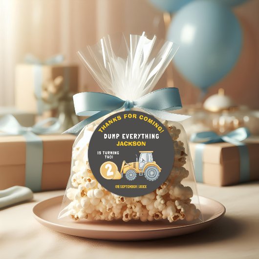 "DUMP EVERYTHING! Construction Birthday 2 Ronde Sticker