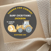 "DUMP EVERYTHING! Construction Birthday 3 Ronde Sticker
