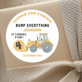 "DUMP EVERYTHING! Construction Birthday 4 Ronde Sticker