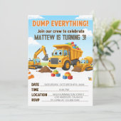 Dump Everything Construction Dump Truck Birthday Kaart (Staand voorkant)