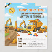 Dump Everything Construction Dump Truck Birthday Kaart (Voorkant / Achterkant)