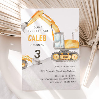 Dump Everything Construction Truck 3rd Birthday Kaart