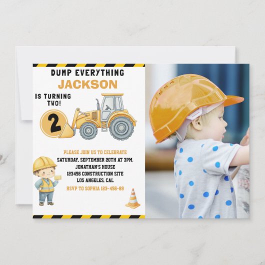 "DUMP EVERYTHING! Photo –Construction 2nd Birthday Kaart (Voorkant)