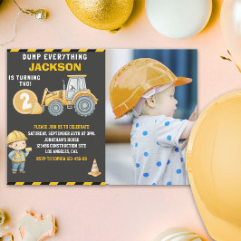 "DUMP EVERYTHING! Photo –Construction 2nd Birthday Kaart