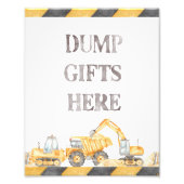 Dump Gifts Here Constructie Verjaardag Tafel Teken Foto Afdruk (Voorkant)