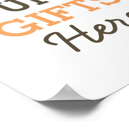 Dump Gifts here Construction Birthday Sign Poster (Hoek)