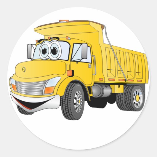 Dump Truck 2 Asgele Cartoon Ronde Sticker (Voorkant)