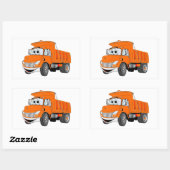 Dump Truck 2 assen Oranje Cartoon Rechthoekige Sticker (Vel)