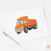 Dump Truck 2 assen Oranje Cartoon Rechthoekige Sticker (Envelop)