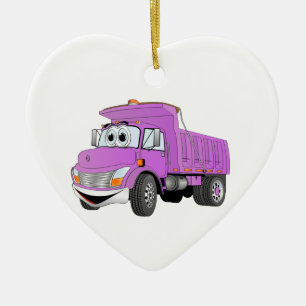 Dump Truck 2 Axle Paarse Cartoon Keramisch Ornament