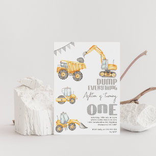 Dump Truck Alles Bouw 1e Verjaardag Kaart