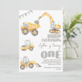 Dump Truck Alles Bouw 1e Verjaardag Kaart (Staand voorkant)