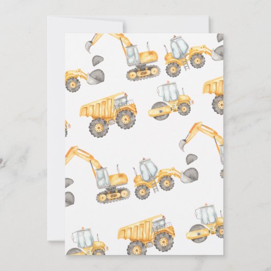 Dump Truck Alles Bouw 1e Verjaardag Kaart (Achterkant)