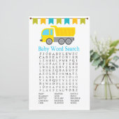 Dump truck Baby shower Word Search Game (Staand voorkant)
