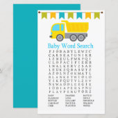 Dump truck Baby shower Word Search Game (Voorkant / Achterkant)