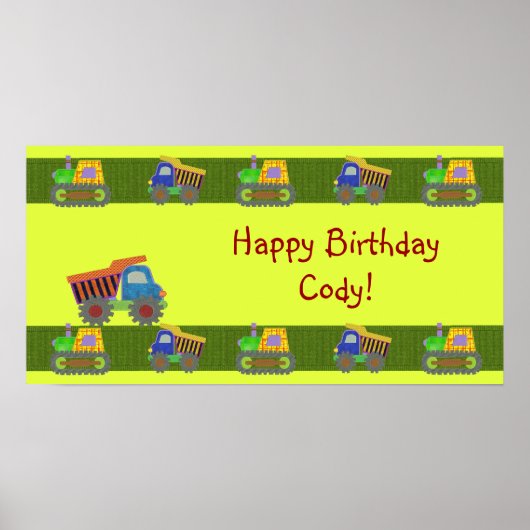 Dump Truck Birthday Banner Poster (Voorkant)