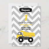 Dump Truck Birthday Invitation for Boy of Girl Kaart (Voorkant)