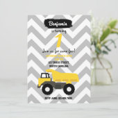 Dump Truck Birthday Invitation for Boy of Girl Kaart (Staand voorkant)