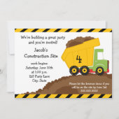 Dump Truck Birthday Invitation Kaart (Voorkant)