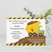 Dump Truck Birthday Invitation Kaart (Staand voorkant)
