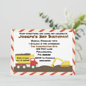 Dump Truck Birthday Invitation Kaart (Staand voorkant)