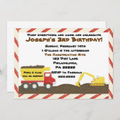 Dump Truck Birthday Invitation Kaart (Voorkant / Achterkant)
