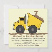 Dump Truck Birthday Invitation Kaart (Voorkant)