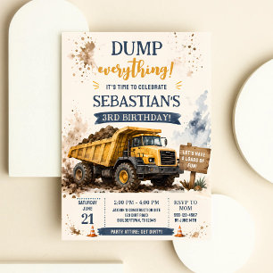 Dump Truck Bouw 3e Verjaardag Kaart