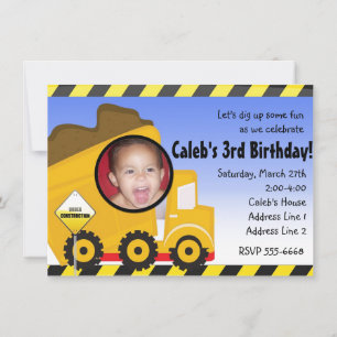 Dump truck bouw foto feest uitnodiging
