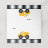 Dump Truck Bouw Gestreepte Verjaardag Plaatskaartje (Buitenkant ongevouwen)