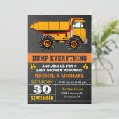 Dump Truck Bouw Thema Baby Shower Kaart (Staand voorkant)