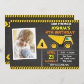 Dump Truck Bouw Verjaardag uitnodiging (Voorkant / Achterkant)