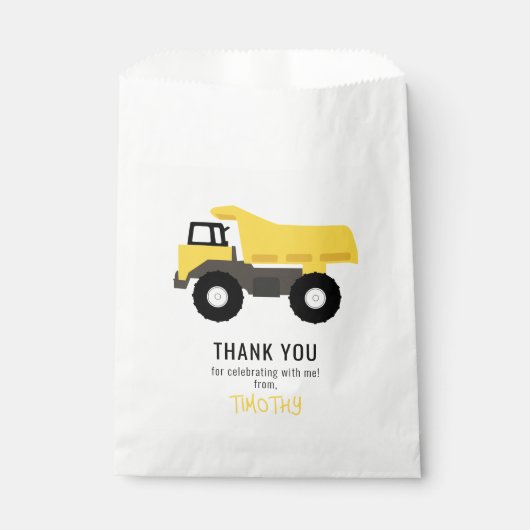 Dump Truck Bouwwagens Verjaardagsfeest Bedankzakje (Voorkant)
