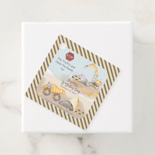 Dump Truck Boy 3rd Birthday Party Bedankjes Labels (In situ)