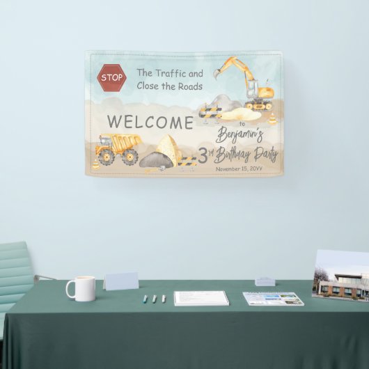 Dump Truck Boy 3rd Birthday Party Spandoek (Beurs)