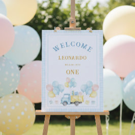 Dump Truck Boy First Birthday Party Welcome Poster