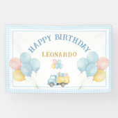Dump Truck Boy First Happy Birthday Party  Spandoek (Horizontaal)