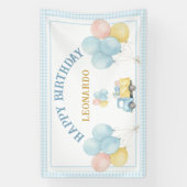 Dump Truck Boy First Happy Birthday Party  Spandoek (Verticaal)