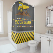 Dump Truck Boys Bathroom Showgordijn met naam Douchegordijn (In situ)