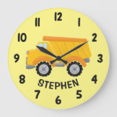 Dump Truck Boys Bedroomwand Grote Klok (Voorkant)