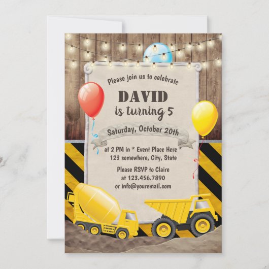 Dump Truck Boys Birthday Rustige Bouw Kaart (Voorkant)