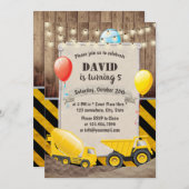 Dump Truck Boys Birthday Rustige Bouw Kaart (Voorkant / Achterkant)